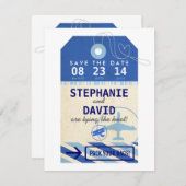 bagagelabel  bestemming Weddenschap Opslagdatum Save The Date (Voorkant / Achterkant)