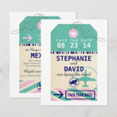 bagagelabel  bestemming Weddenschap Opslagdatum Save The Date (Voorkant / Achterkant)