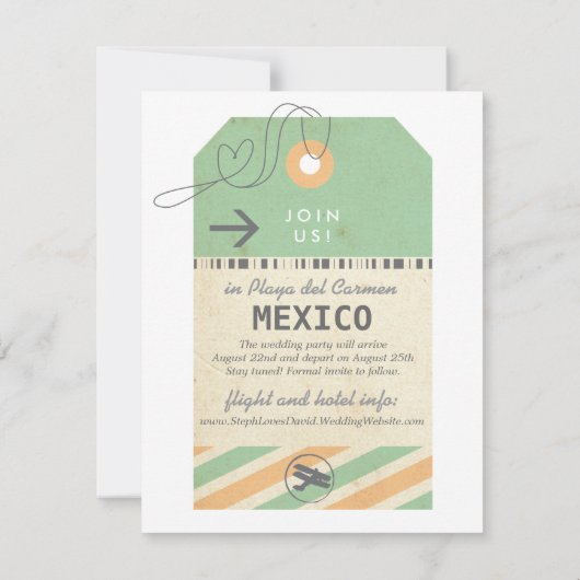 Bagagelabel Bestemmingsweddenschap Opslagdatum Save The Date (Achterkant)