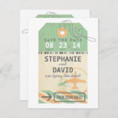 Bagagelabel Bestemmingsweddenschap Opslagdatum Save The Date (Voorkant / Achterkant)