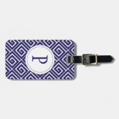 Bagagelabel Blauwe Griekse Spiralen (Voorkant horizontaal)