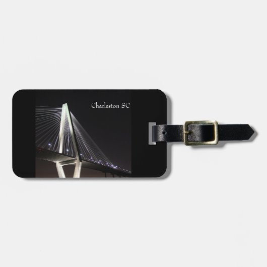bagagelabel, Brug 's nachts Charleston SC Bagagelabel (Voorkant horizontaal)