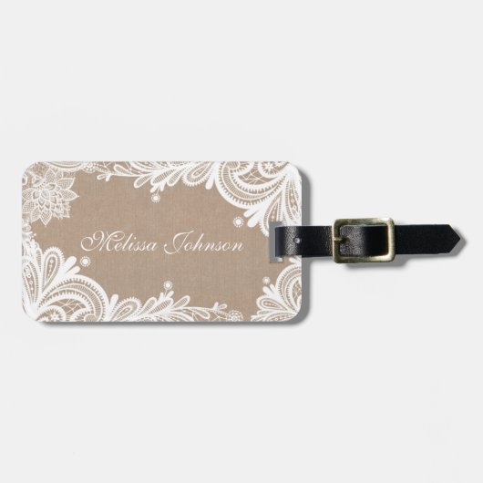  Bagagelabel Burlap en Lace (Voorkant horizontaal)