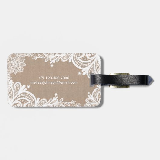  Bagagelabel Burlap en Lace (Achterkant horizontaal)