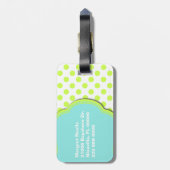 Bagagelabel Chartreuse & Aqua Monogram (Achterkant verticaal)