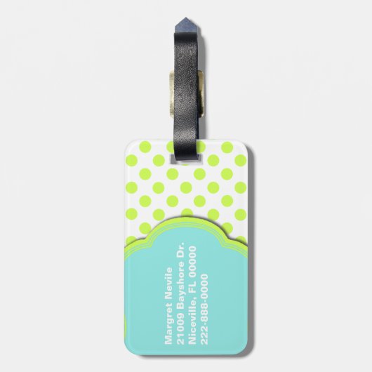  Bagagelabel Chartreuse & Aqua Monogram (Achterkant verticaal)