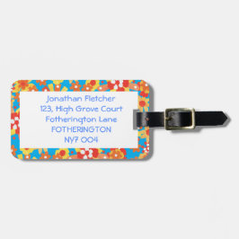 bagagelabel, Ditzy Oranje Floral Pattern Bagagelabel