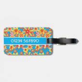 bagagelabel, Ditzy Oranje Floral Pattern Bagagelabel (Achterkant horizontaal)