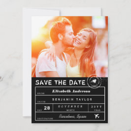 Bagagelabel Doelbruiloft Black White Save The Date