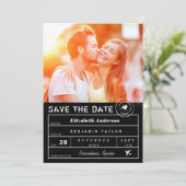 Bagagelabel Doelbruiloft Black White Save The Date (Staand voorkant)