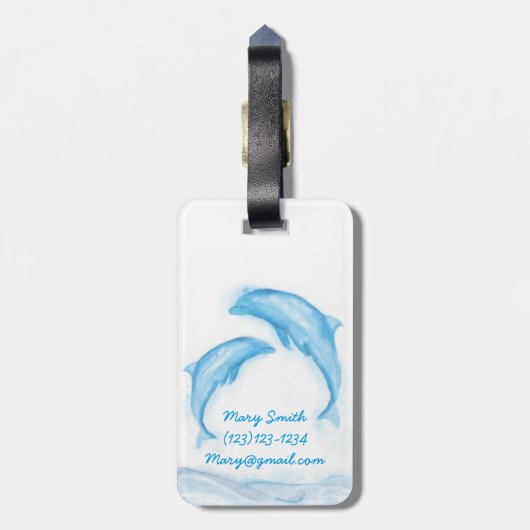 Bagagelabel dolfijn (Achterkant verticaal)