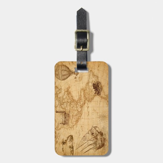 Bagagelabel - Double-Sided -America Map (Voorkant verticaal)