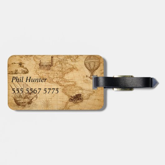 Bagagelabel - Double-Sided -America Map (Achterkant horizontaal)