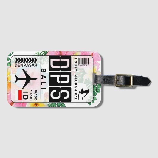 Bagagelabel DPS luchthavencode (Voorkant (horizontaal))