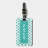 BAGAGELABEL:: Eenvoudige gedurfde Chevron Jade Bagagelabel (Voorkant verticaal)