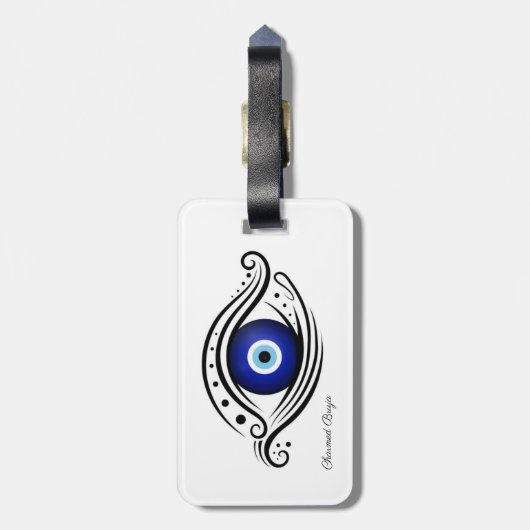BAGAGELABEL EVIL EYE BESCHERMING (Achterkant verticaal)