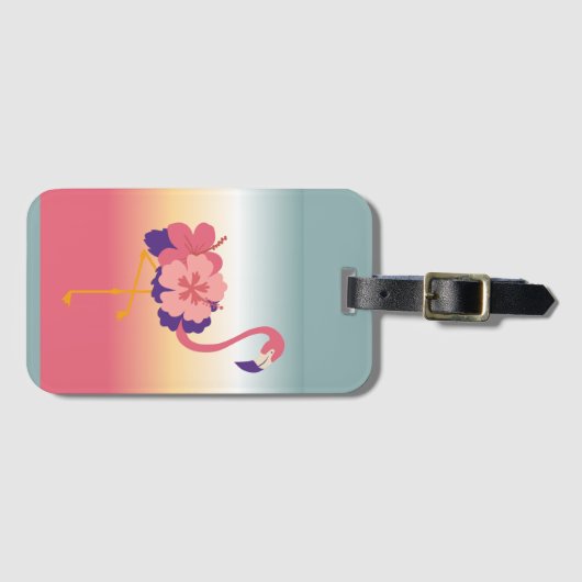 Bagagelabel, Flamingo Sunset Persoonlijke naam Bagagelabel (Voorkant (horizontaal))