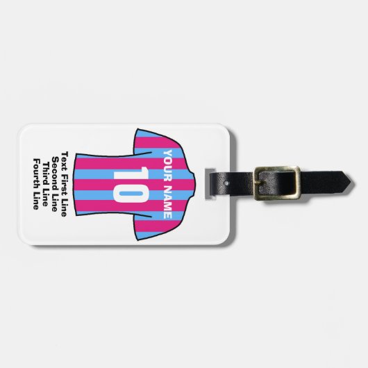 Bagagelabel football - met Claret & Blue Shirt (Voorkant horizontaal)