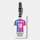 Bagagelabel football - met Claret & Blue Shirt (Voorkant verticaal)