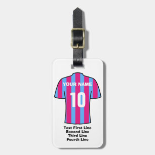 Bagagelabel football - met Claret & Blue Shirt