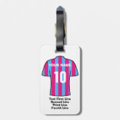 Bagagelabel football - met Claret & Blue Shirt (Achterkant verticaal)