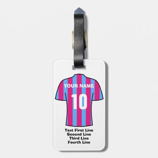 Bagagelabel football - met Claret & Blue Shirt (Achterkant verticaal)