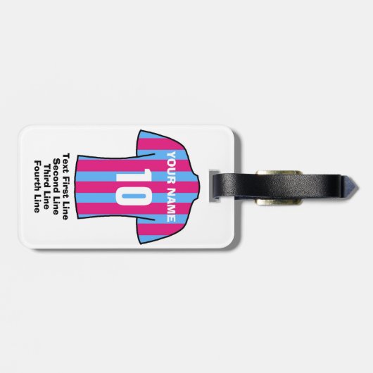 Bagagelabel football - met Claret & Blue Shirt (Achterkant horizontaal)