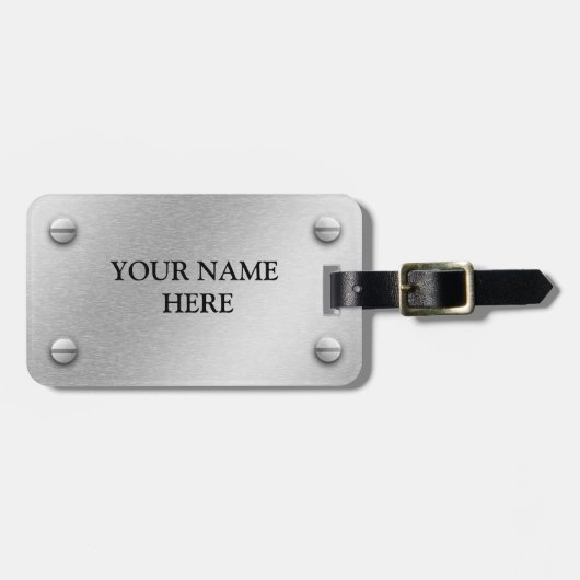 Bagagelabel geborsteld aluminium en schroeven (Voorkant horizontaal)