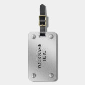 Bagagelabel geborsteld aluminium en schroeven (Voorkant verticaal)