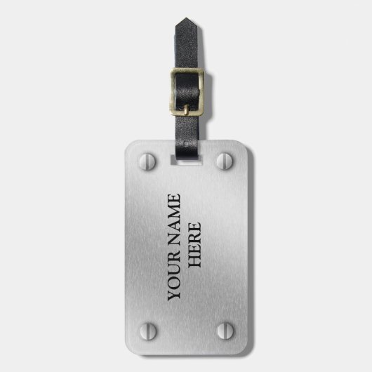 Bagagelabel geborsteld aluminium en schroeven (Voorkant verticaal)