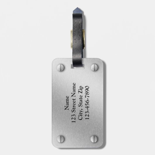 Bagagelabel geborsteld aluminium en schroeven (Achterkant verticaal)