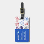 Bagagelabel Gepersonaliseerd landenstempels (Voorkant verticaal)