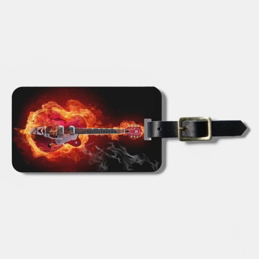 bagagelabel, gitaar, rock and roll, hel bagagelabel (Voorkant horizontaal)