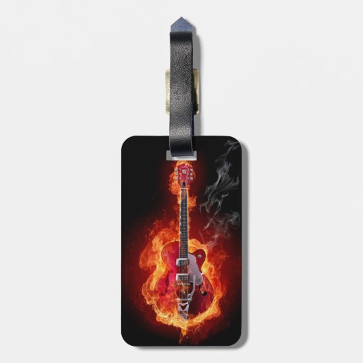 bagagelabel, gitaar, rock and roll, hel bagagelabel (Achterkant verticaal)