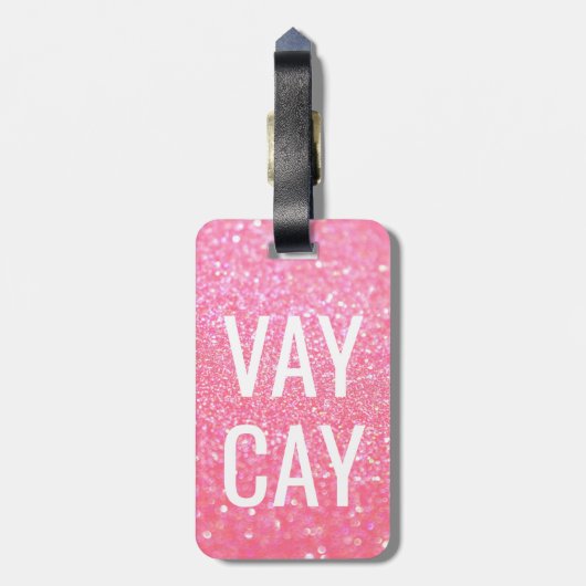 bagagelabel - Glitter VAYCAY Pink (Achterkant verticaal)