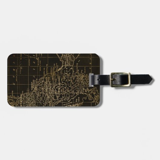 Bagagelabel  Gold en zwarte Wereldkaart (Voorkant horizontaal)