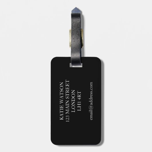 Bagagelabel  Gold en zwarte Wereldkaart (Achterkant verticaal)