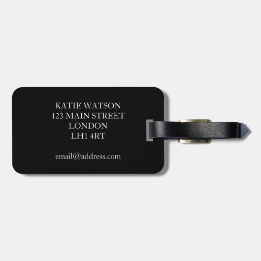 Bagagelabel  Gold en zwarte Wereldkaart (Achterkant horizontaal)