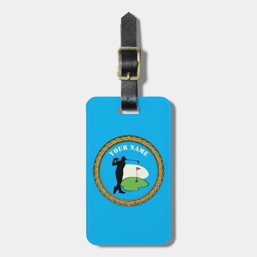 Bagagelabel Golf - Naam toevoegen - Golfer (Voorkant verticaal)