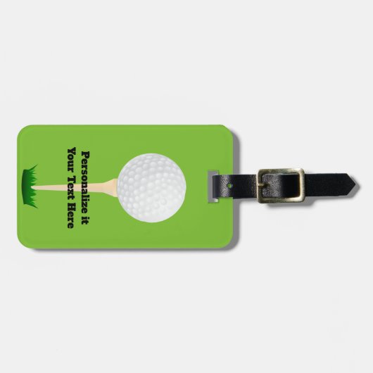 bagagelabel golfbal en t-shirt op groen (Voorkant horizontaal)