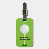 bagagelabel golfbal en t-shirt op groen (Voorkant verticaal)