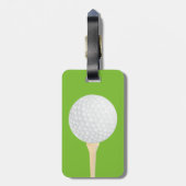 bagagelabel golfbal en t-shirt op groen (Achterkant verticaal)