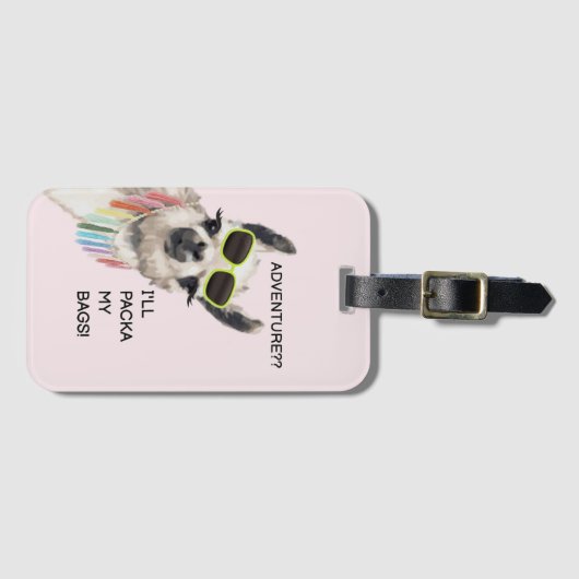 Bagagelabel grappig alpaca (Voorkant (horizontaal))