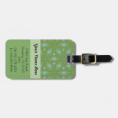 Bagagelabel groen en blauw laffiapatroon (Voorkant horizontaal)