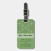 Bagagelabel groen en blauw laffiapatroon (Voorkant verticaal)