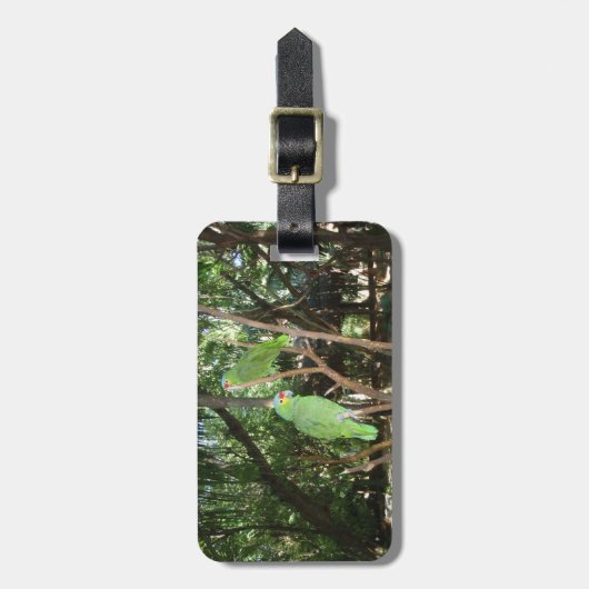 Bagagelabel Groene parrots (Voorkant verticaal)