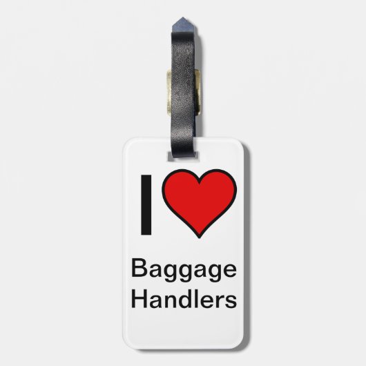 bagagelabel "I <3 bagageafhandelaars" — Rood hart (Achterkant verticaal)