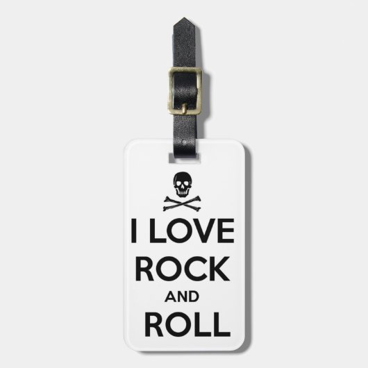 bagagelabel, ik hou van rots en rol bagagelabel (Voorkant verticaal)