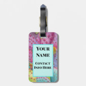 Bagagelabel Kleurrijke Cactus Jouw naam & Nummer (Achterkant verticaal)