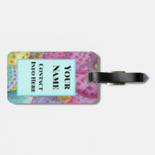 Bagagelabel Kleurrijke Cactus Jouw naam & Nummer (Achterkant horizontaal)